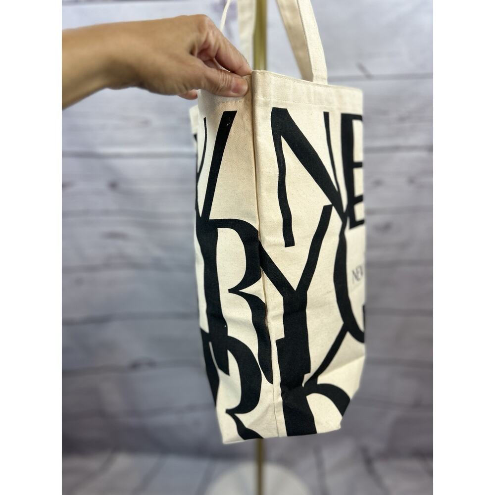 The New Yorker Magazine Beige Black Cotton Canvas Tote Bag 15” X 15” - Picture 4 of 8